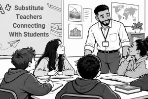 Substitute teachers connecting with students